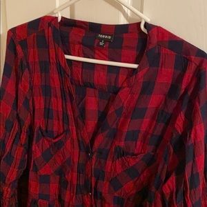 Red and blue checkered button up. Torrid size 1